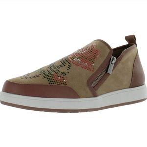 Donald J. Pliner Mylasp Pixelated Rose Leather Suede Slip On Sneakers